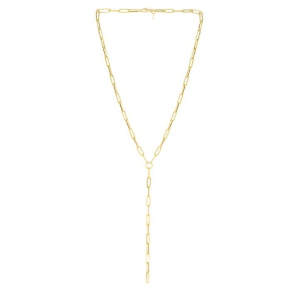 14K Lariat Paperclip Y-Necklace - Picture 3 of 3
